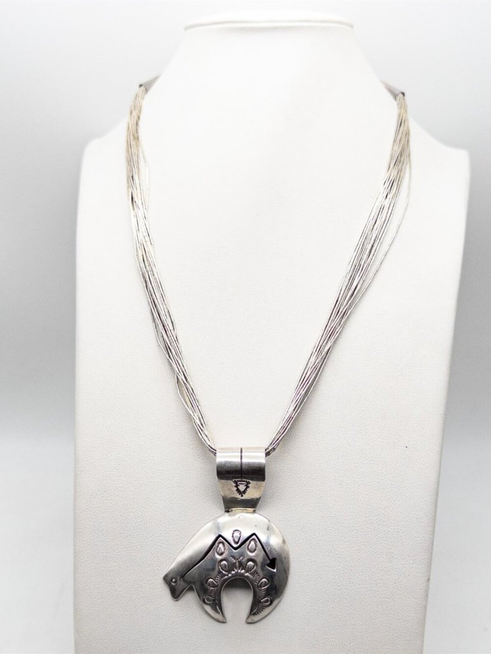 Exquisite Sterling Silver Pendant JEREME DELGARITO Signed BEAR 21" Necklace 31g